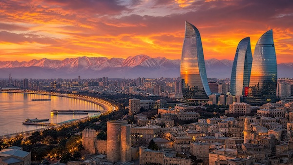 Azerbaijan flag / landmark